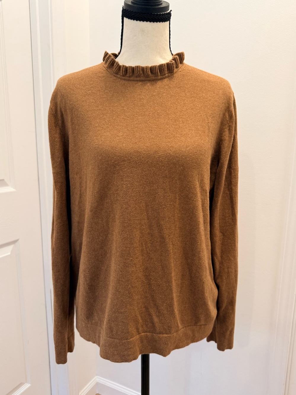 J. Crew Brown Sweater with Ruffle Neck
